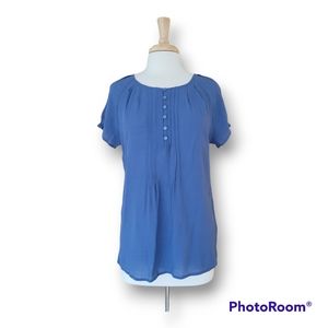 Blue Mountain Blue Smock Peasant Blouse. Size Medium